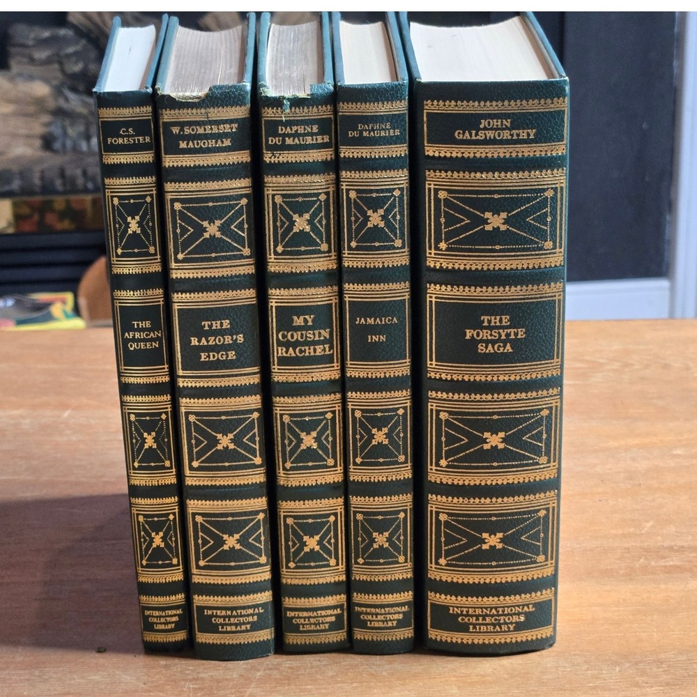 International Collectors Library Book Set 5pc Green Gold Gilt Vintage Hardcover